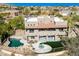 Aerial view of home with swimming pool, patio, and lush landscaping at 15155 E Westridge Dr, Fountain Hills, AZ 85268