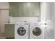 Laundry room with green cabinets and new washer/dryer set at 1829 E Amelia Ave, Phoenix, AZ 85016