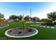 Landscaped backyard with artificial turf and circular garden at 4547 S Banning Dr, Gilbert, AZ 85297