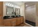 Bathroom with double vanity and large walk-in shower at 6262 N 85Th St, Scottsdale, AZ 85250