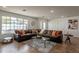 Bright living room featuring a leather sectional and large windows at 6262 N 85Th St, Scottsdale, AZ 85250