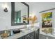 Bathroom with sink, large mirror, and natural light at 9515 E Sundance Trl, Scottsdale, AZ 85262