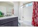 Clean bathroom with tub, shower, and updated vanity at 97 E Alcatara Ave, San Tan Valley, AZ 85140