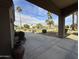 Covered patio provides shaded seating area and neighborhood views at 3835 E Leland St, Mesa, AZ 85215