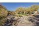 Backyard featuring desert landscaping, rock features and a charming wooden bridge at 37615 N Tranquil Trl, Carefree, AZ 85377