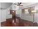 Spacious living room featuring hardwood floors and a ceiling fan at 3302 N 7Th St # 226, Phoenix, AZ 85014