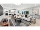 Bright, open living space featuring modern decor, a sleek white sofa, and an open kitchen concept at 735 E Calavar Rd, Phoenix, AZ 85022