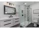Spa-like bathroom with white subway tiles and a glass shower at 3500 N Hayden Rd # 1902, Scottsdale, AZ 85251