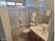 Clean bathroom, bathtub shower combo, and vanity at 2101 S Meridian Rd # 274, Apache Junction, AZ 85120