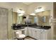 Elegant bathroom with double vanity, large mirror, and a walk-in shower at 6217 E Sienna Bouquet Pl, Cave Creek, AZ 85331