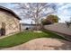 Backyard with artificial turf, patio, and a large tree at 755 W 2Nd St, Mesa, AZ 85201