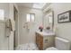 Clean bathroom, featuring a large vanity and walk-in shower at 4047 E Catalina Cir, Mesa, AZ 85206