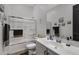 Clean bathroom with tub shower combo and updated vanity at 369 W Glacier Bay Dr, San Tan Valley, AZ 85140