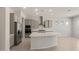 Spacious kitchen featuring an island, stainless steel appliances, gray cabinets, and modern lighting at 7736 W Mockingbird Way, Florence, AZ 85132