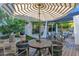 Relaxing patio area with seating, umbrella, and string lights at 6701 N Scottsdale Rd # 24, Scottsdale, AZ 85250