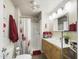 Clean bathroom with shower, vanity, and updated fixtures at 2600 E Allred Ave # R87, Mesa, AZ 85204