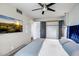 Well lit main bedroom with modern lighting and media at 4600 N 68Th St # 313, Scottsdale, AZ 85251