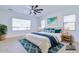 Main bedroom with plush bedding and ample natural light; en-suite bathroom at 1270 E Baranca Rd, Gilbert, AZ 85297
