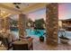 Stunning pool and patio area with comfortable seating and beautiful sunset views at 15419 E Stardust Dr, Fountain Hills, AZ 85268