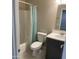 Full bathroom with a shower/tub combo, vanity, and contemporary finishes at 1406 W Main St # 140, Mesa, AZ 85201