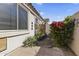 Charming side yard featuring desert landscaping, pavers, and vibrant bougainvillea at 14430 N Prickly Pear Ct, Fountain Hills, AZ 85268