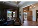 Entryway with wood floors, rustic doors, and a view at 8505 E Morning Vista Rd, Scottsdale, AZ 85266