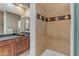 Bathroom with a shower/tub combo and granite vanity at 501 E Sunburst Ln, Tempe, AZ 85284