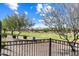 Beautiful golf course view from the property's patio with lush green grass and mature trees on a sunny day at 26822 W Oraibi Dr, Buckeye, AZ 85396
