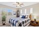 Guest bedroom with blue and white checkered bedding at 6960 E Hacienda La Noria Ln, Gold Canyon, AZ 85118
