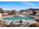 Large kidney shaped pool with a spacious patio and mountain views at 9650 N 18Th St, Phoenix, AZ 85020