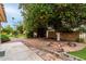 Landscaped backyard with mature citrus tree and stone pathway at 9734 N 105Th Dr, Sun City, AZ 85351