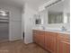 Double vanity bathroom with modern fixtures at 319 E Palomino Way, San Tan Valley, AZ 85143