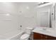 Clean bathroom with single vanity and shower/tub combo at 931 S Porter Ct, Gilbert, AZ 85296