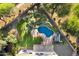 Aerial view showcasing a backyard pool and patio area at 1021 E Mead Dr, Chandler, AZ 85249