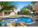 Relaxing kidney shaped pool in a sunny backyard at 1021 E Mead Dr, Chandler, AZ 85249