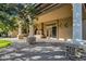 Covered patio with fireplace and built-in seating at 2549 E Cherrywood Pl, Chandler, AZ 85249