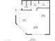 One-bedroom apartment floor plan with a kitchen and bathroom; total area is 498 sq ft at 2549 E Cherrywood Pl, Chandler, AZ 85249