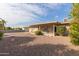 Sun City home with covered patio, gravel yard, and mature citrus trees at 10845 W Kaibab Dr, Sun City, AZ 85373