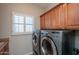 Laundry room with washer, dryer and cabinets at 17409 N Horseshoe Dr, Surprise, AZ 85374