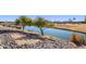 Peaceful waterfront view with mature trees and landscaping at 17409 N Horseshoe Dr, Surprise, AZ 85374