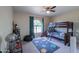 Bedroom with bunk beds and a space-themed rug at 4053 E Glencove St, Mesa, AZ 85205