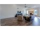 Modern living room with a brick fireplace and hardwood floors at 4053 E Glencove St, Mesa, AZ 85205