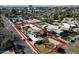 Aerial view showing property lines of house with pool and backyard at 4461 E Flower St, Phoenix, AZ 85018