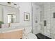 Clean bathroom with marble vanity and modern shower at 6733 N 14Th St, Phoenix, AZ 85014