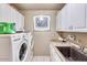 Laundry room with washer, dryer, and extra counter space at 3212 E Desert Cove Ave, Phoenix, AZ 85028
