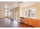 Kitchen with stainless steel appliances and access to the backyard at 3555 S Payton St, Mesa, AZ 85212
