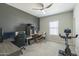Home office with built-in desk and exercise bike at 8184 N 22Nd Dr, Phoenix, AZ 85021