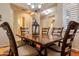 Formal dining room with chandelier and seating for six at 2554 E Honeysuckle Pl, Chandler, AZ 85286