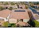 Aerial view showcasing the home's backyard oasis, complete with a fire pit at 1351 E Artemis Trl, Queen Creek, AZ 85140