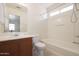 Clean bathroom with tub shower combo, vanity, and toilet at 22814 W Cantilever St, Buckeye, AZ 85326